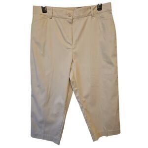 KIM‎ ROGERS Size 14 Beige Capri Pants No Gap Waistband